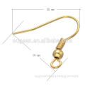 20*19mm gold plated Accessory Jewelry Earring Wire hook with Bead and Coil for Wholesale